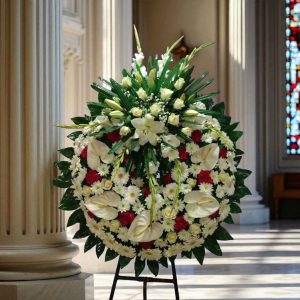 Corona Fúnebre Premium con Anturios – Tributo Celestial
