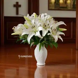 Jarrón Fúnebre Pureza Serena con Casablanca