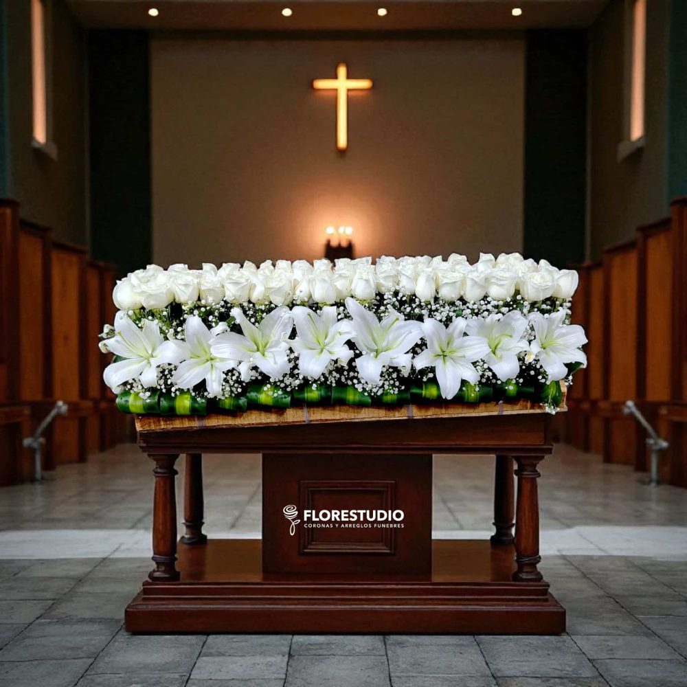 Pie de Caja Fúnebre – Homenaje Celestial Blanco (2)